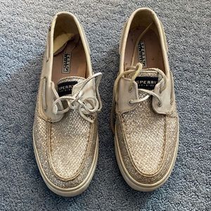 Sperry top-sider boat shoes silver sequins size 9.5M